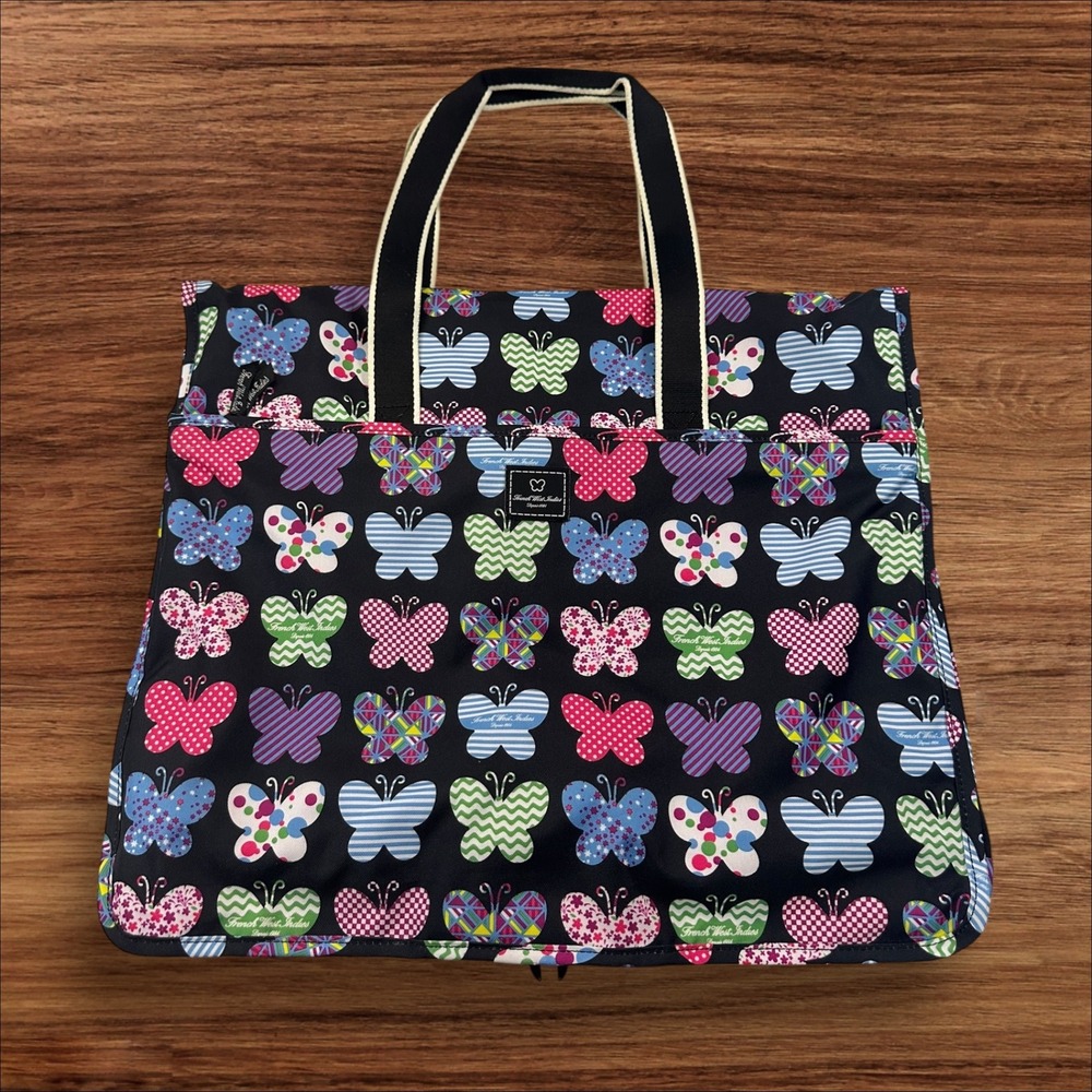 French West‎ Indies Butterfly Tote Bag Travel Organizer Pink Red Blue